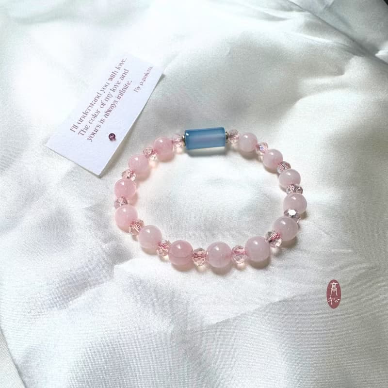 藍貓眼粉晶氣質配色手鍊