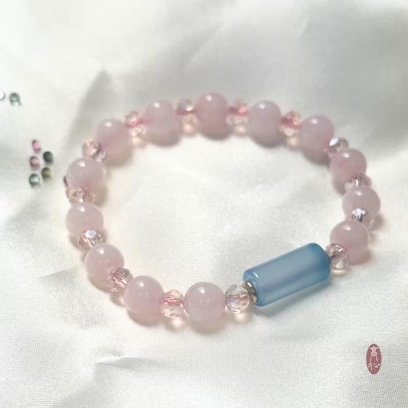 藍貓眼粉晶氣質配色手鍊