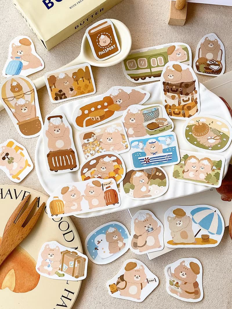 奶油鼠/去旅行小風景行李箱/貼紙包/手帳貼紙/共3款