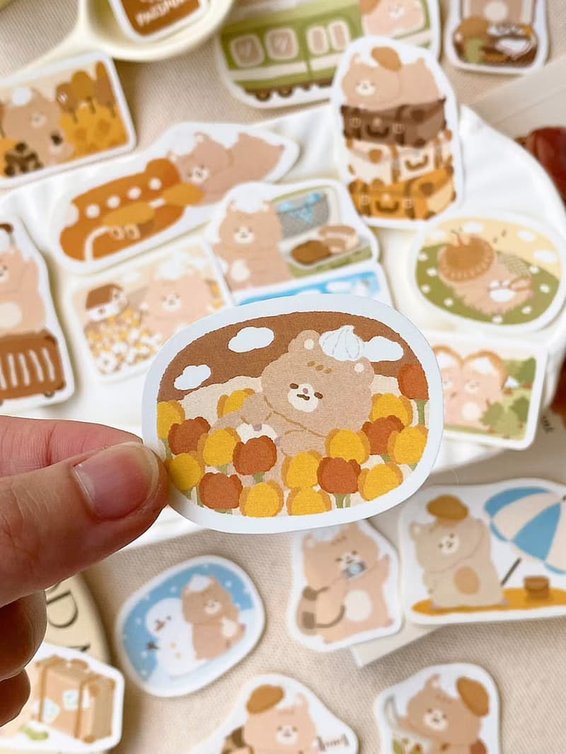 奶油鼠/去旅行小風景行李箱/貼紙包/手帳貼紙/共3款