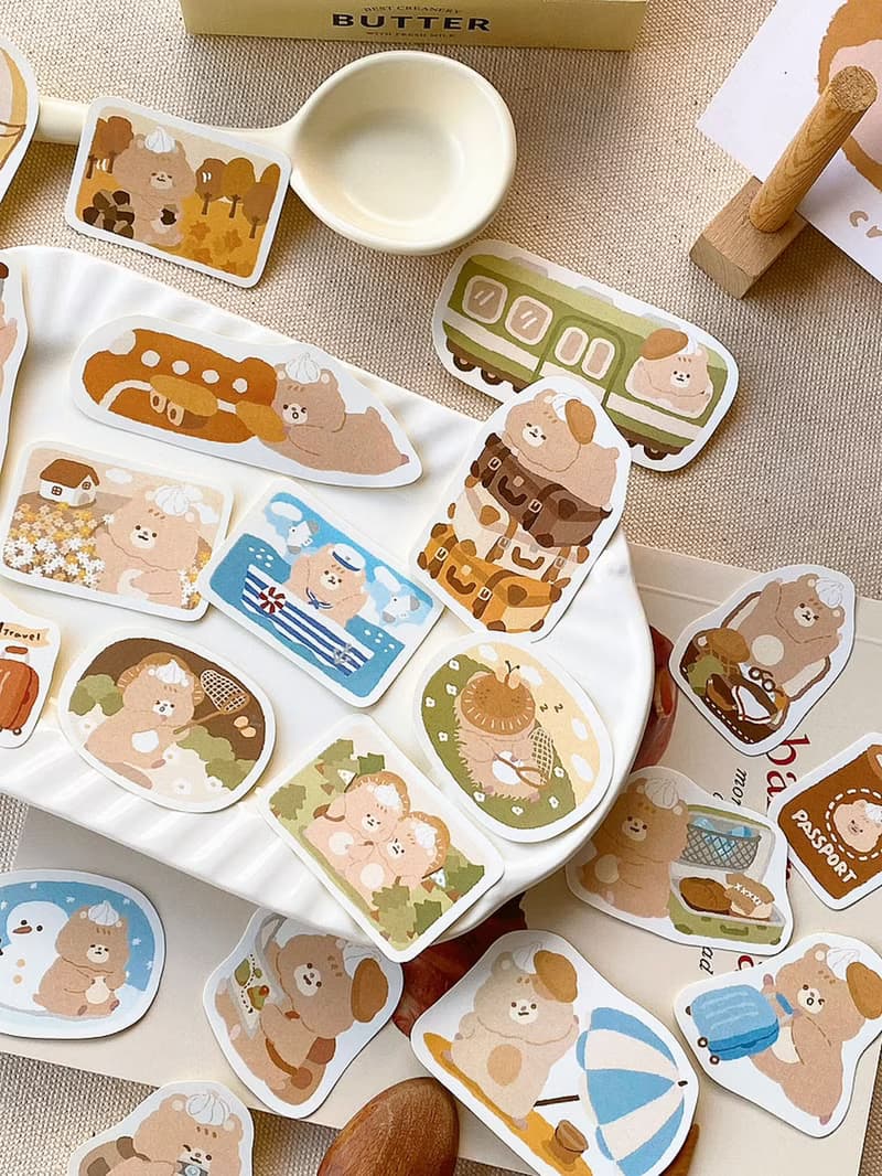 奶油鼠/去旅行小風景行李箱/貼紙包/手帳貼紙/共3款