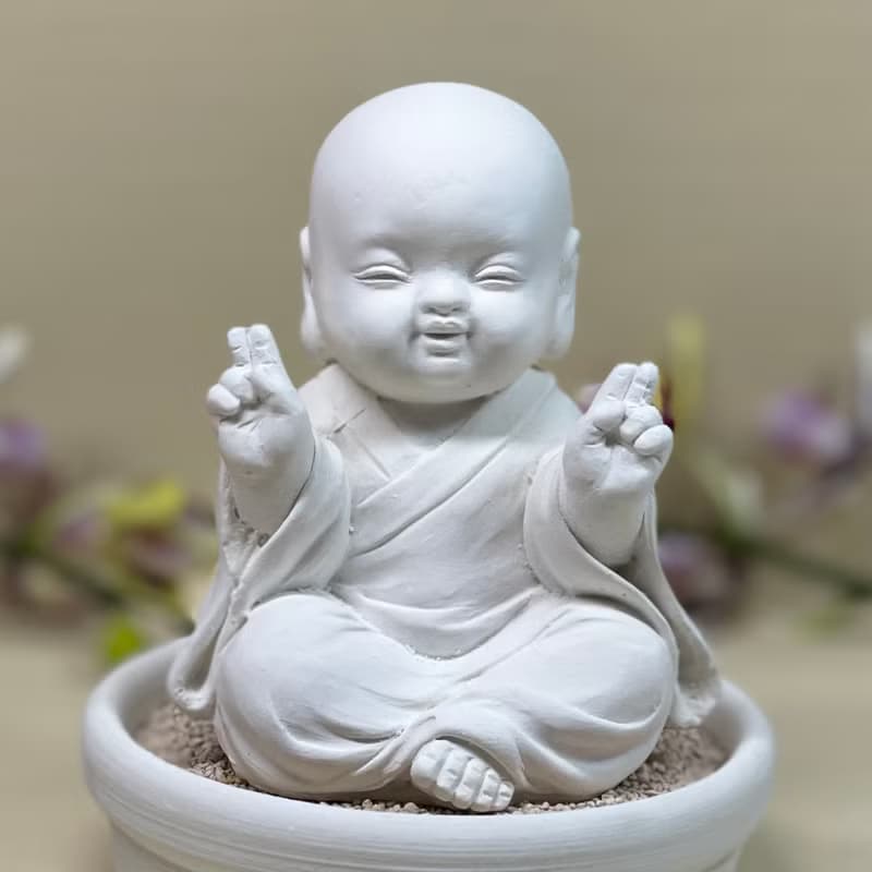 開運公仔 淨念吉祥小佛之一笑小盤套組 擴香石 宗教 公仔 吸濕