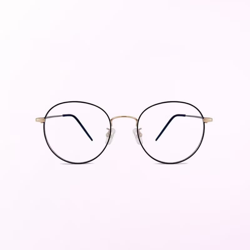 角宿的金色時代│輕量金飾黑圓細框光學記憶鏡腳UV400濾藍光眼鏡