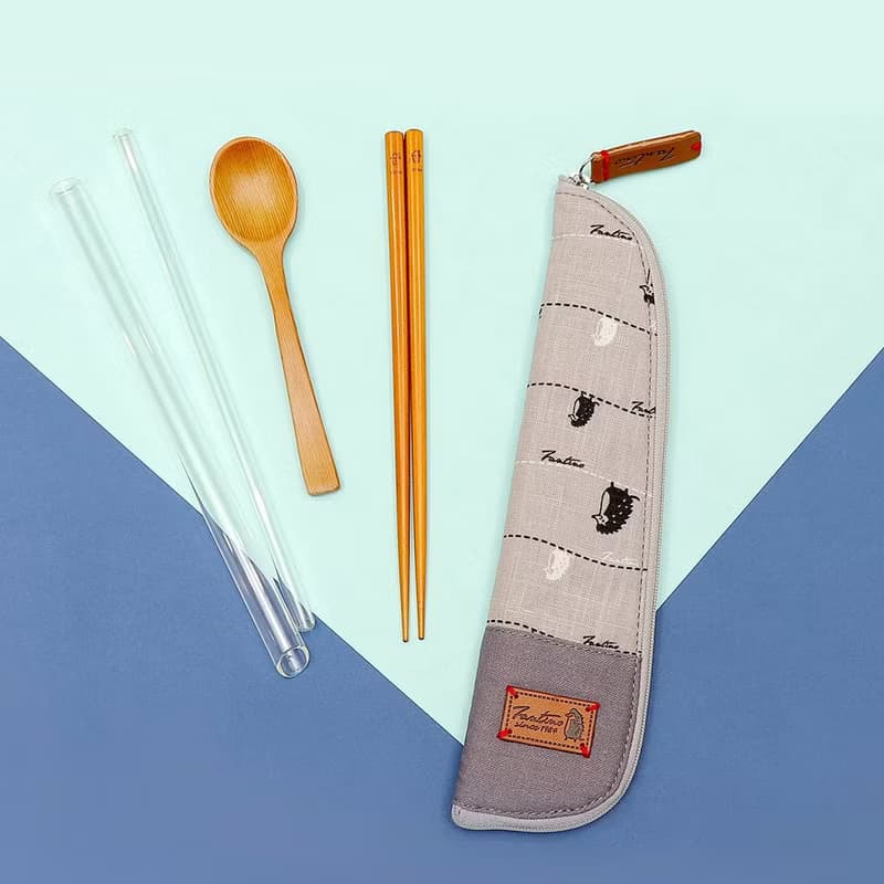 獨創布花餐具袋::月球灰(漫步一線間)環保餐具/減塑/畢業季