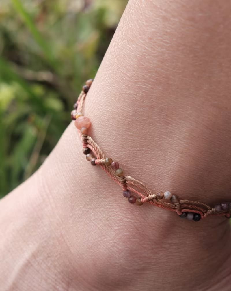 脈輪能量腳鍊//彼得石|太陽石|月光石|海藍寶|藍寶石|藍晶石|坦尚