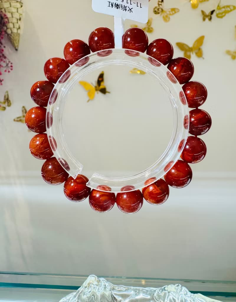 小精品火焰南紅11-11.5mm35.54g護身保平安避邪氣血循環提升睡眠