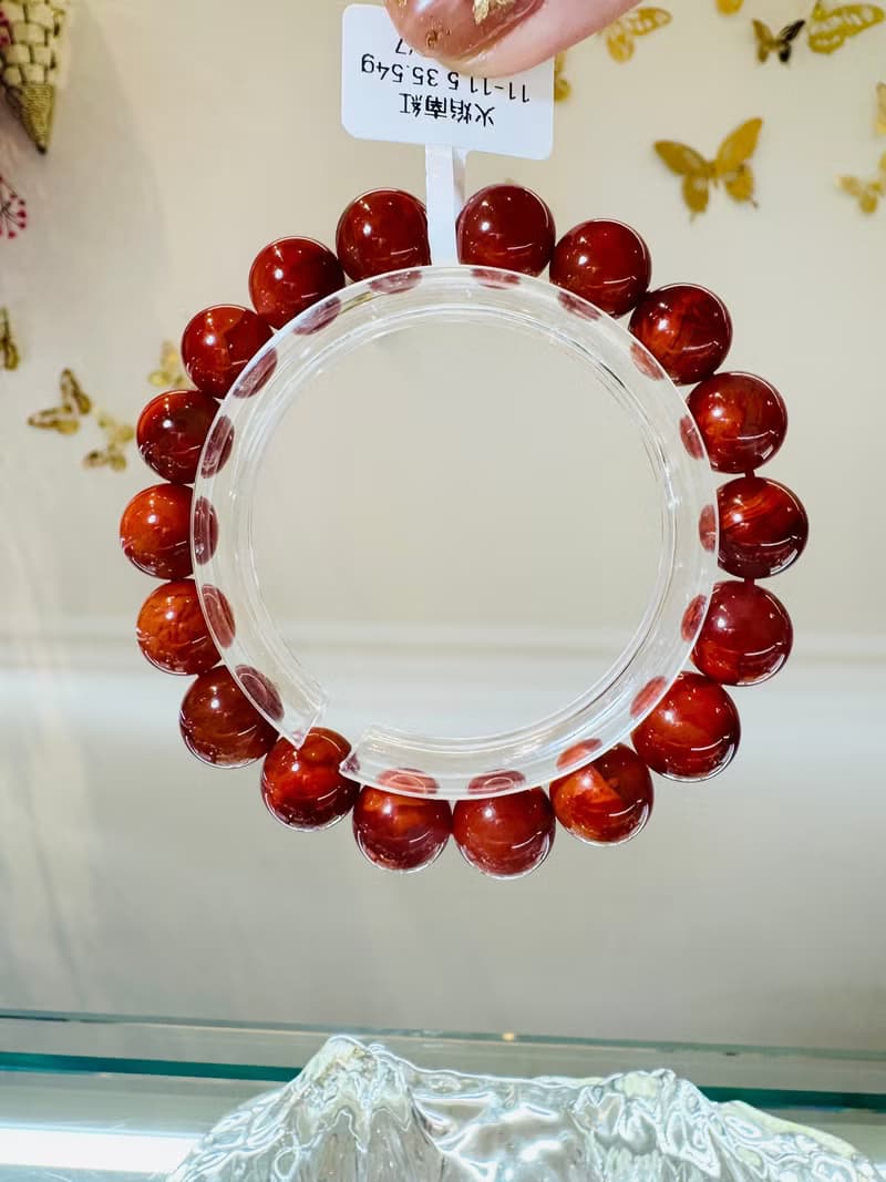 小精品火焰南紅11-11.5mm35.54g護身保平安避邪氣血循環提升睡眠