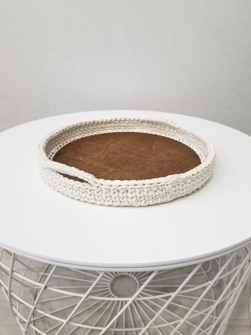 Crochet cotton serving tray, knit serving tray, home decor, table decoration
