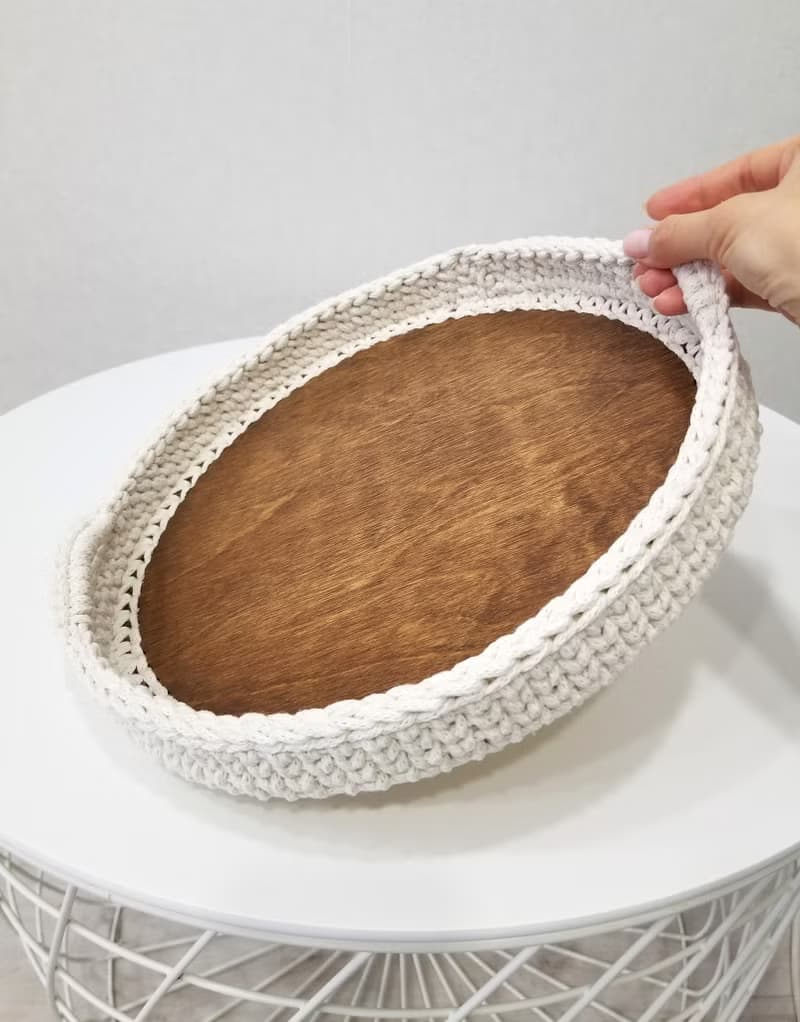 Crochet cotton serving tray, knit serving tray, home decor, table decoration