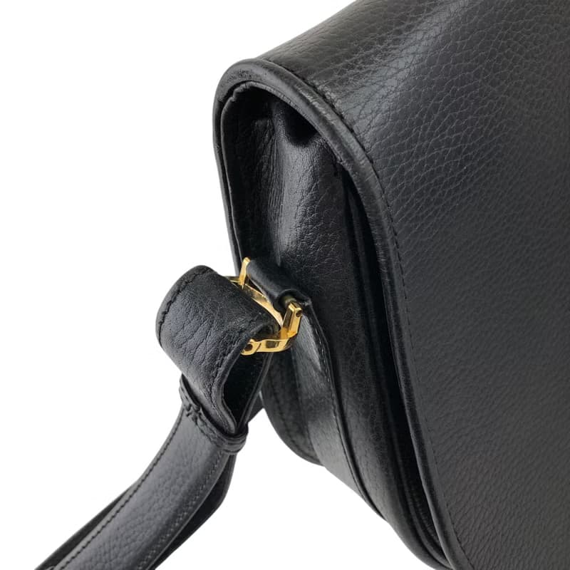 【 日本直送　名牌中古包 】Cartier カルティエ ショルダーバッグ ブラック レザー フラップ vintage ヴィンテージ オールド b4tb6c