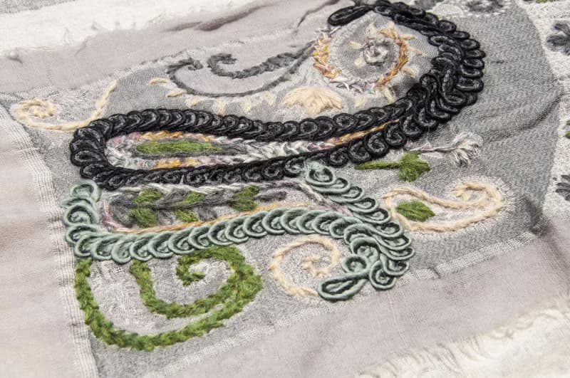 喀什米爾Cashmere/水煮羊毛披肩/針織圍巾/刺繡圍巾/羊絨披巾-花