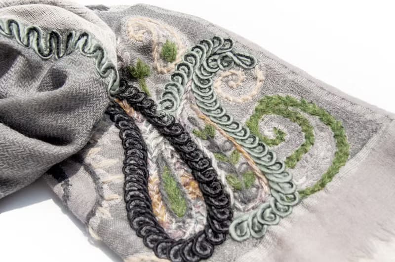 喀什米爾Cashmere/水煮羊毛披肩/針織圍巾/刺繡圍巾/羊絨披巾-花