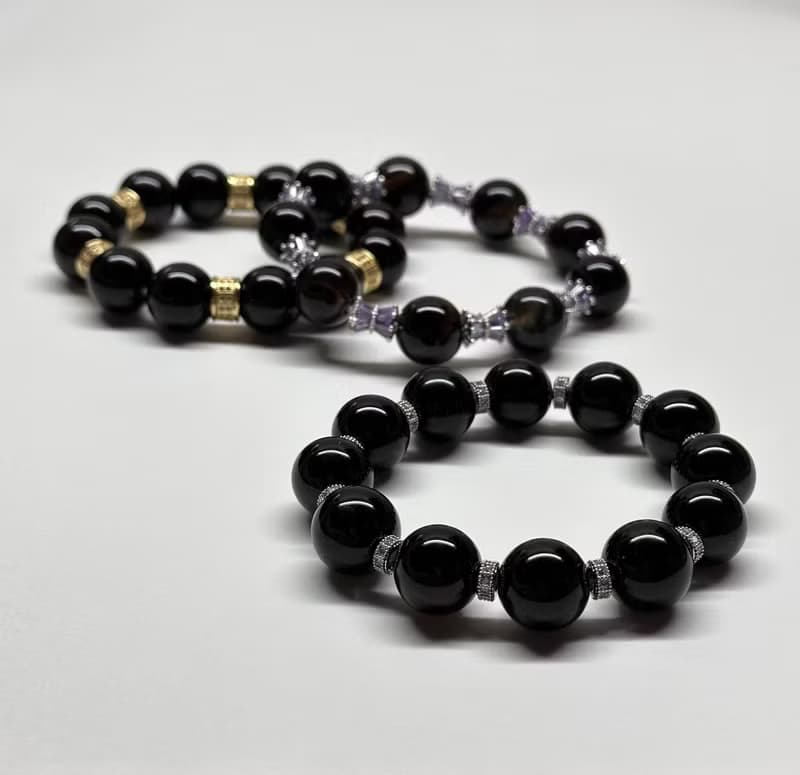 【獅子處女】黑瑪瑙18K鍍金球 男士手鍊 情侶 防小人 安全感勇氣