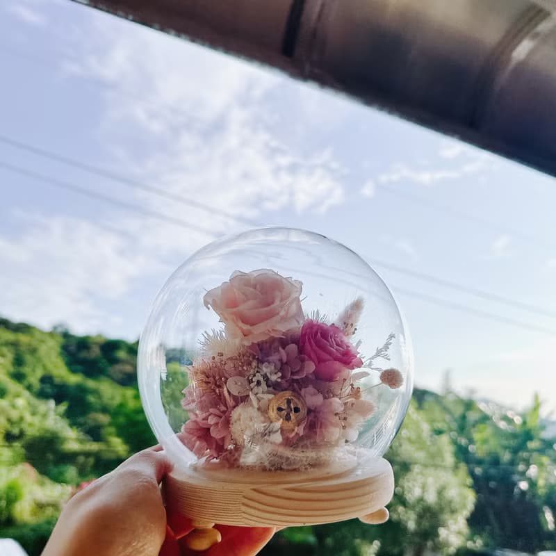 永生玫瑰花小夜燈 生日禮物 乾燥花 乾燥花玻璃罩 交換禮物 情人