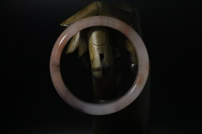 桃花釀金絲玉手鐲天然粉色手環禮盒裝