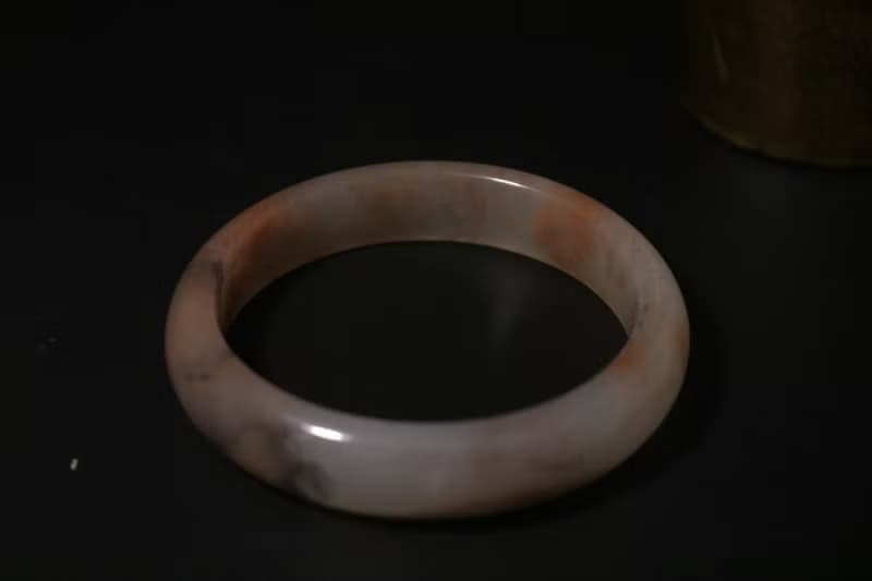 桃花釀金絲玉手鐲天然粉色手環禮盒裝