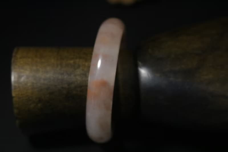桃花釀金絲玉手鐲天然粉色手環禮盒裝
