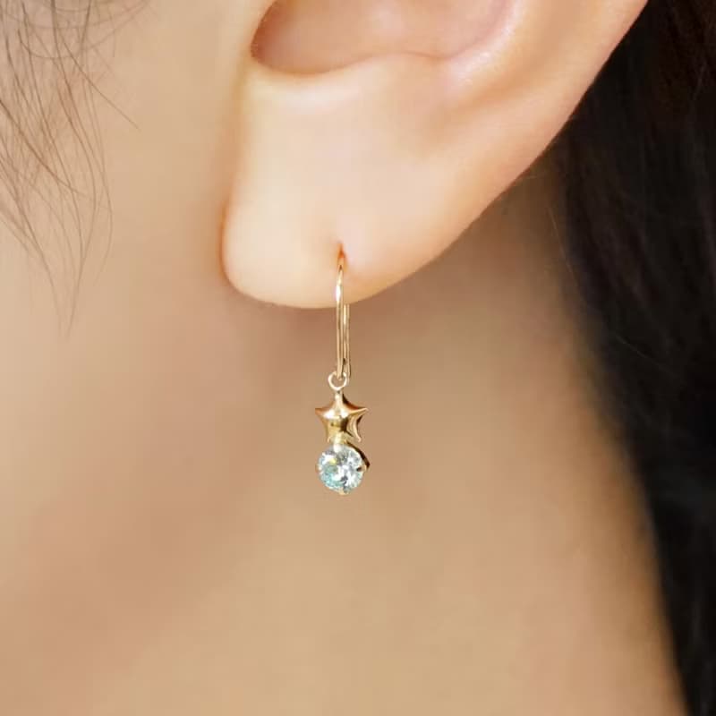 10K 星線耳環 (黃金)