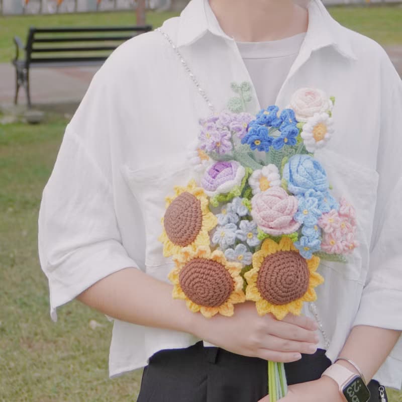 編織花 鉤織花 毛線花 永生花 乾燥花 編織小花農 毛線編織花束