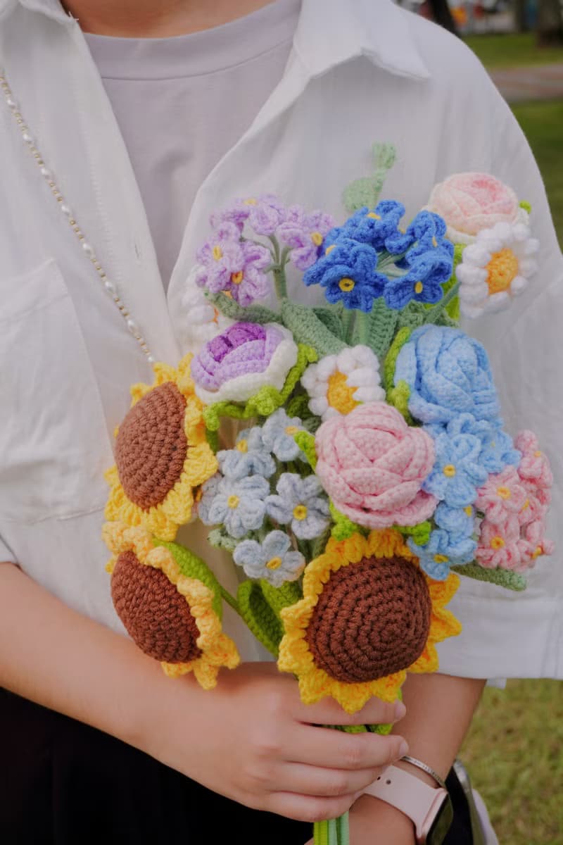 編織花 鉤織花 毛線花 永生花 乾燥花 編織小花農 毛線編織花束