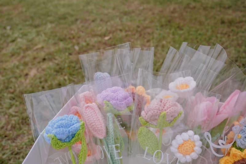 編織花 鉤織花 毛線花 永生花 乾燥花 編織小花農 毛線編織花束