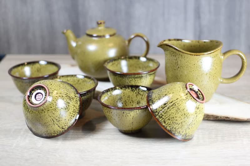 【母親節禮物】鱔黃天目 圓滿葵口茶具組 陶藝名家葉敏祥作品