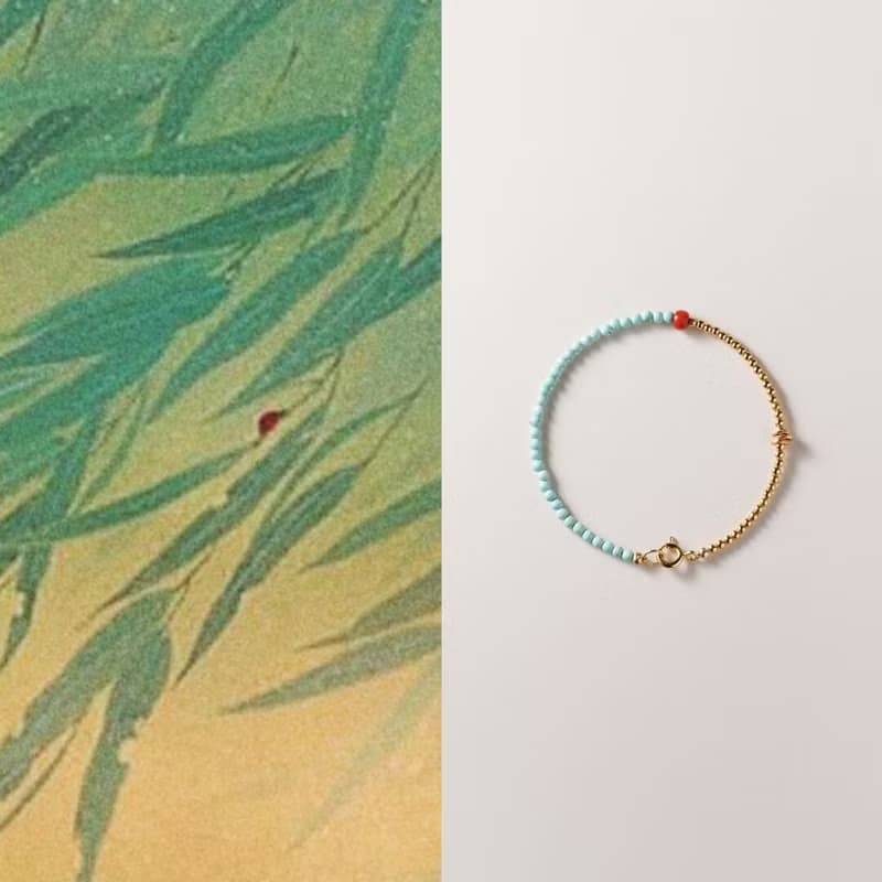 原創手工天然綠松石小米珠手串南紅設計感開運手鏈生日禮物