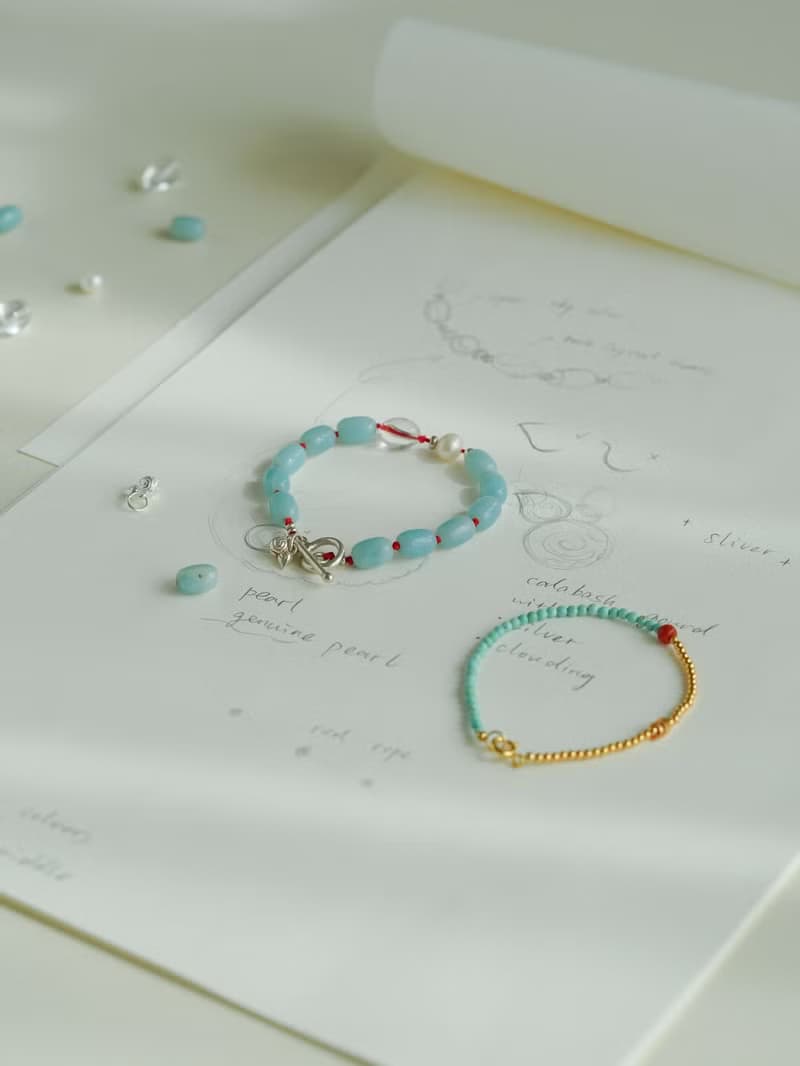 原創手工天然綠松石小米珠手串南紅設計感開運手鏈生日禮物