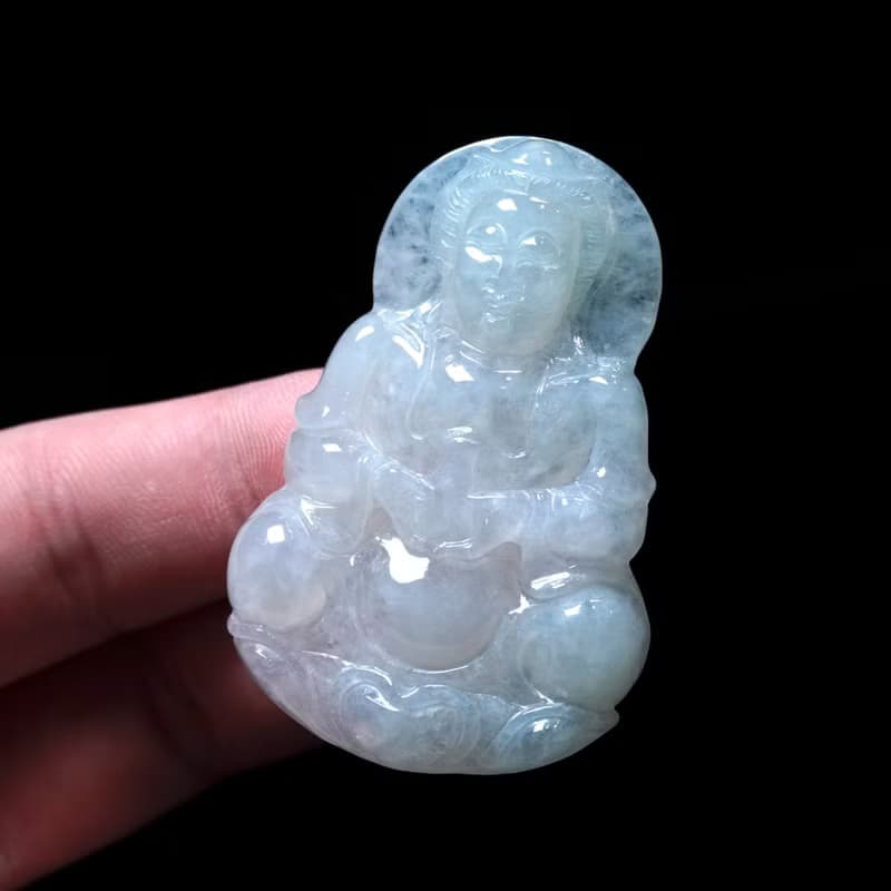 【保平安】冰種翡翠寶瓶觀音菩薩 | 天然緬甸玉翡翠A貨 | 送禮