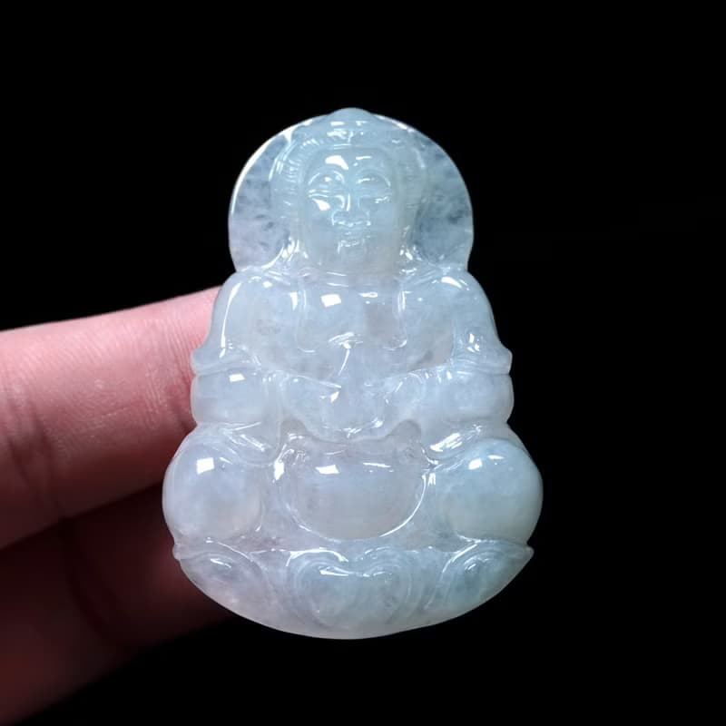 【保平安】冰種翡翠寶瓶觀音菩薩 | 天然緬甸玉翡翠A貨 | 送禮