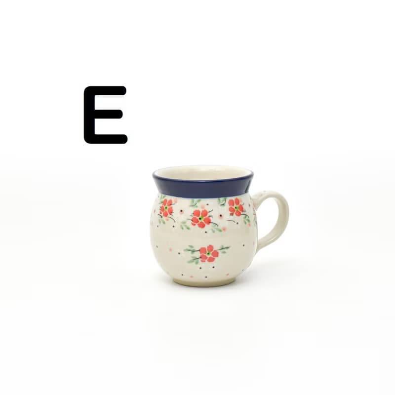 波蘭陶手工製作-圓肚杯/胖胖杯(小) 250ml - 小紅花系列