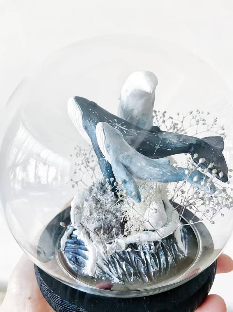 母子鯨夜光玻璃盅