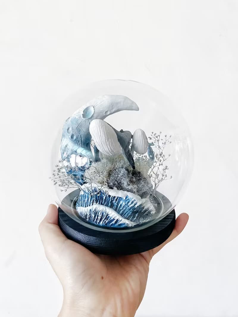母子鯨夜光玻璃盅