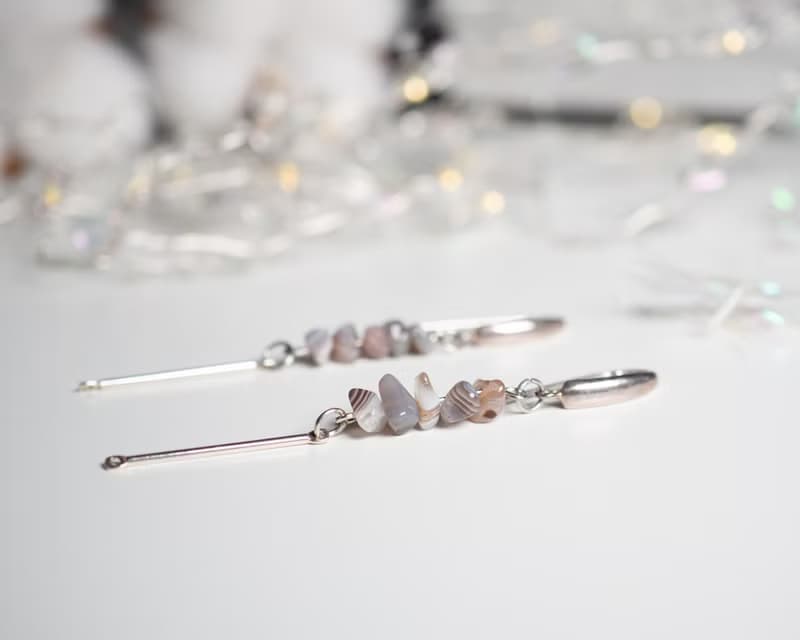 Botswana Agate Earrings, 925 Sterling Silver, Taurus, Virgo, Capricorn Crystal