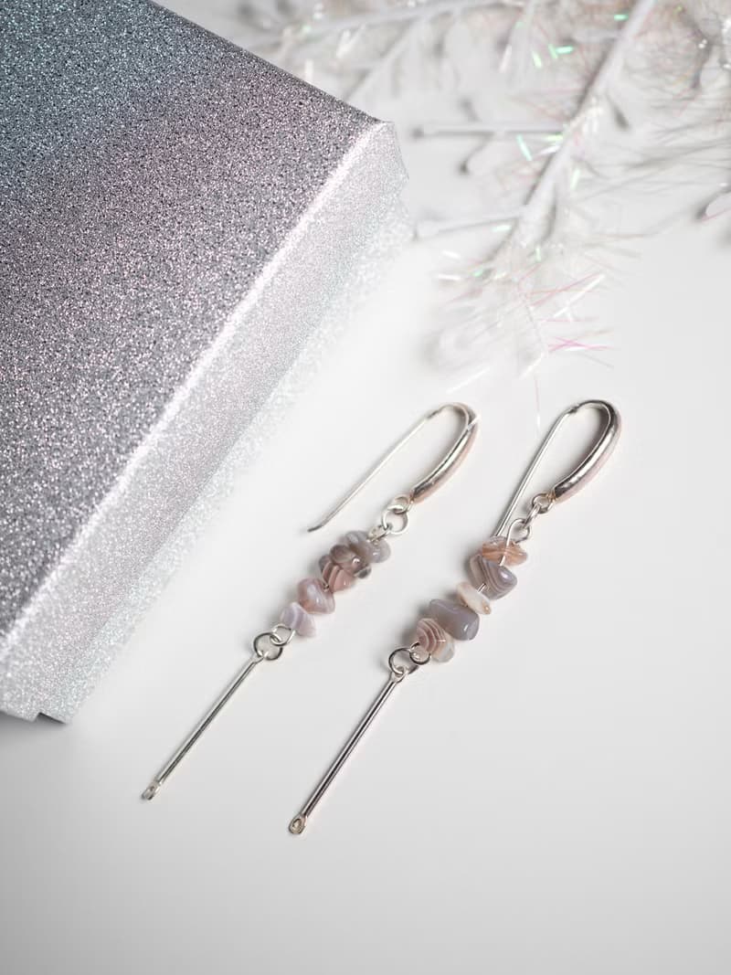 Botswana Agate Earrings, 925 Sterling Silver, Taurus, Virgo, Capricorn Crystal