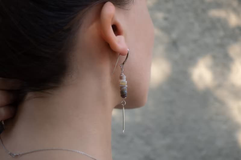 Botswana Agate Earrings, 925 Sterling Silver, Taurus, Virgo, Capricorn Crystal