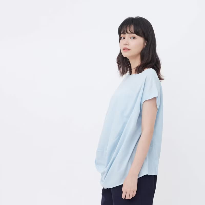遇見小蓋袖寬領垂墜涼感上衣【Hayla】