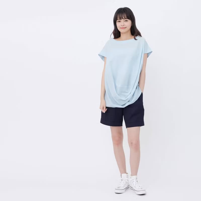 遇見小蓋袖寬領垂墜涼感上衣【Hayla】