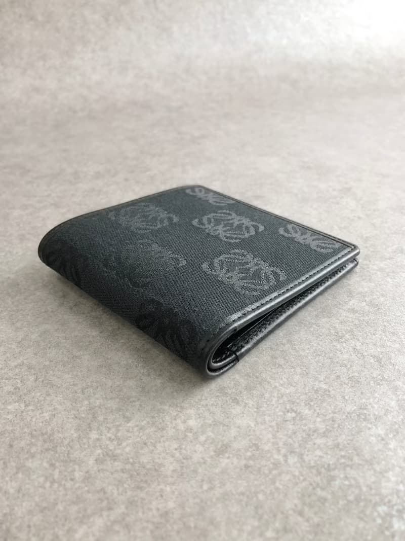 【 日本直送　名牌中古包 】LOEWE ロエベ アナグラム 財布 ブラック キャンバス レザー 二つ折り財布 vintage ヴィンテージ rxfn4n