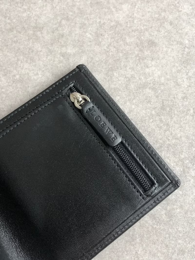 【 日本直送　名牌中古包 】LOEWE ロエベ アナグラム 財布 ブラック キャンバス レザー 二つ折り財布 vintage ヴィンテージ rxfn4n