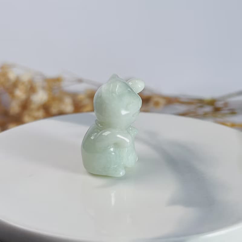 淡綠翡翠招財貓擺件擺飾 | 天然緬甸玉A貨翡翠 | 送禮