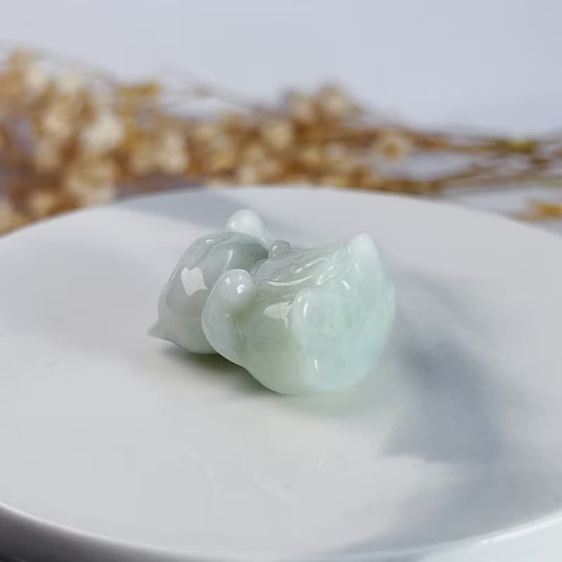 淡綠翡翠招財貓擺件擺飾 | 天然緬甸玉A貨翡翠 | 送禮
