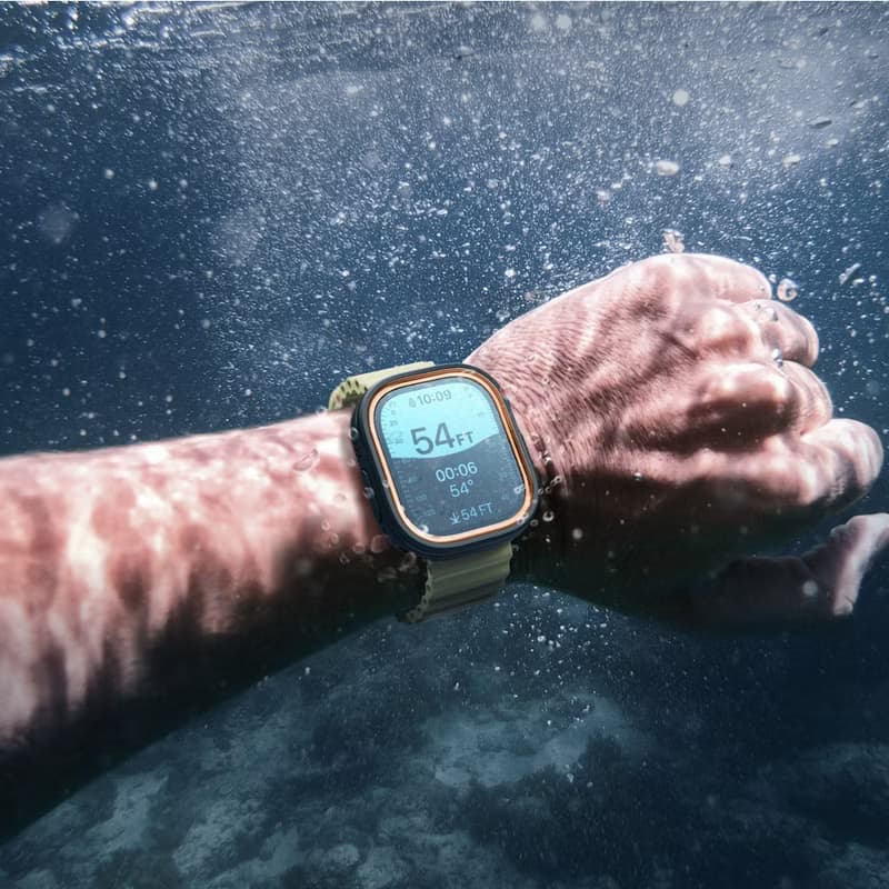 Apple Watch Ultra 第1/2代 Duo輕量彈性錶框 - 黑橘