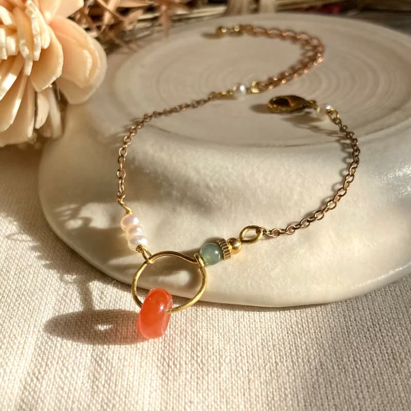 老林雜貨 | 簡約設計南紅瑪瑙翡翠手鍊