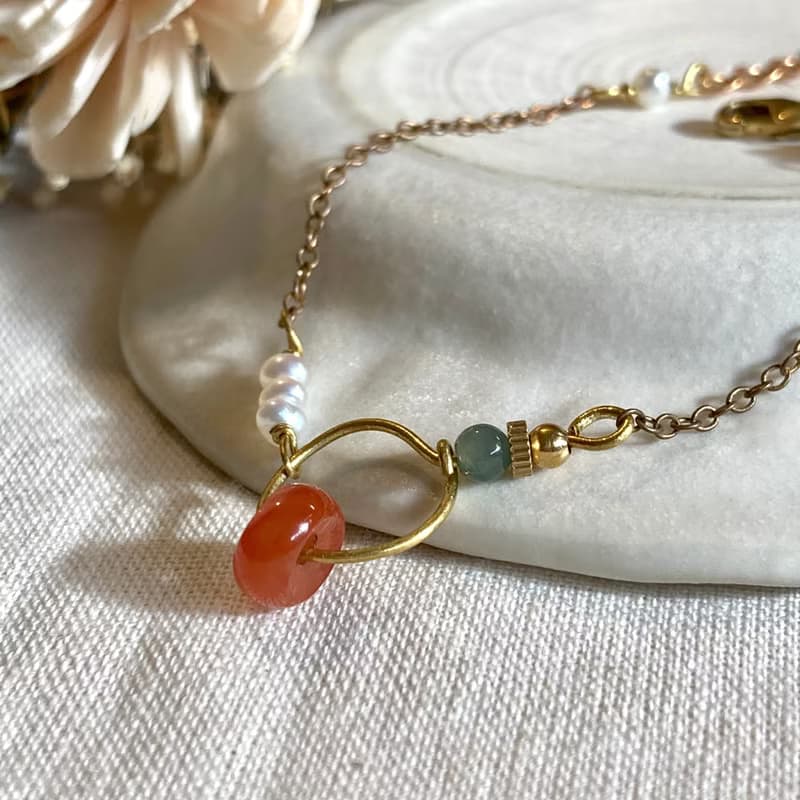 老林雜貨 | 簡約設計南紅瑪瑙翡翠手鍊