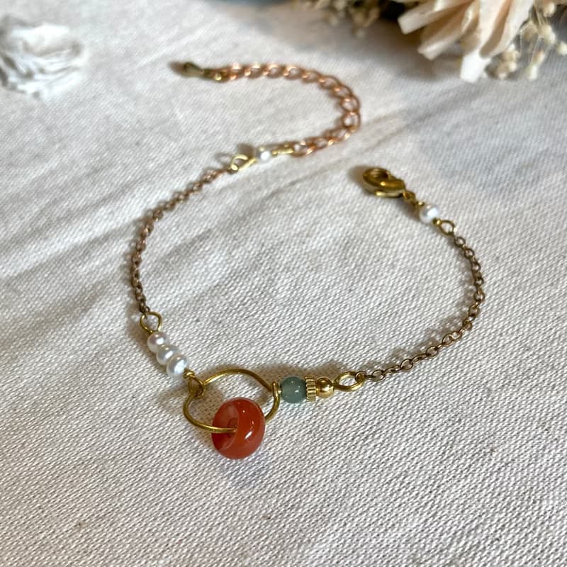 老林雜貨 | 簡約設計南紅瑪瑙翡翠手鍊