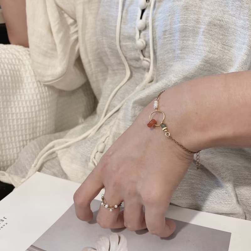 老林雜貨 | 簡約設計南紅瑪瑙翡翠手鍊