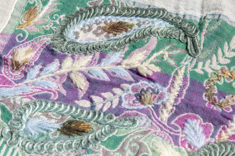 喀什米爾Cashmere/水煮羊毛披肩/針織圍巾/刺繡圍巾/羊絨披巾-花