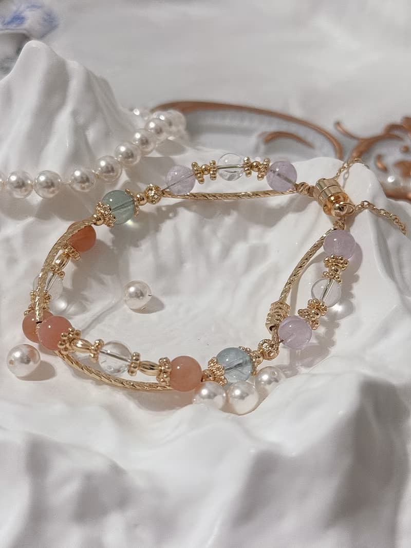 天然水晶 太陽石 白水晶 海藍寶 薰衣草紫晶 水晶手鍊
