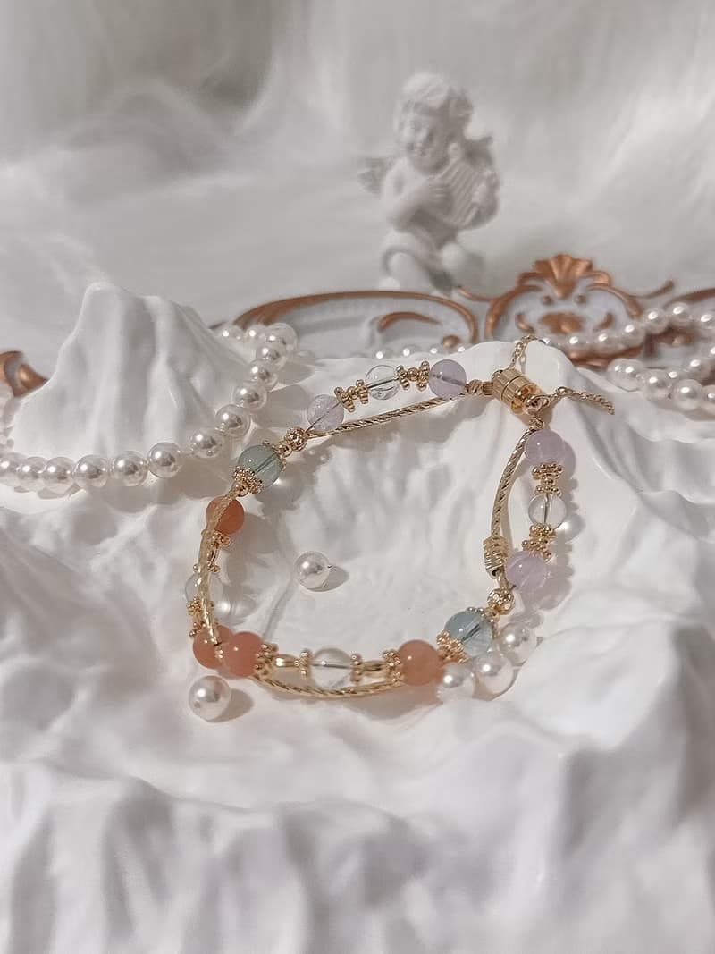 天然水晶 太陽石 白水晶 海藍寶 薰衣草紫晶 水晶手鍊